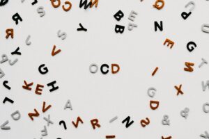 OCD spelled out in loose letters