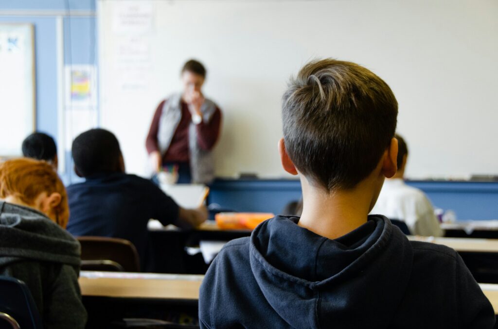 Fifth grade boy in school